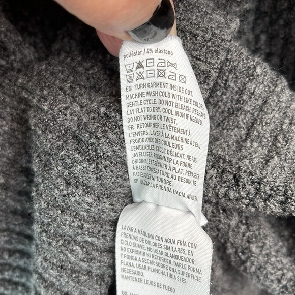 AMERICAN EAGLE Waffle Knit Sweater Dark Grey Crewneck Coastal Baggy Grunge Small - Picture 9 of 11